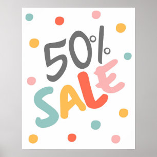 Poster Sinal de Venda 50% Desligado, Sinal de Venda Grand
