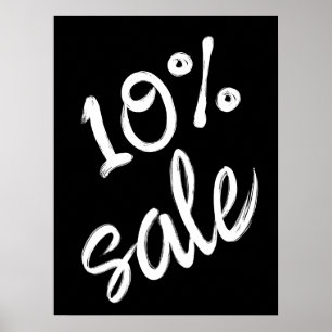 Poster Sinal de venda de 10%, 18x24 Black and White Sale