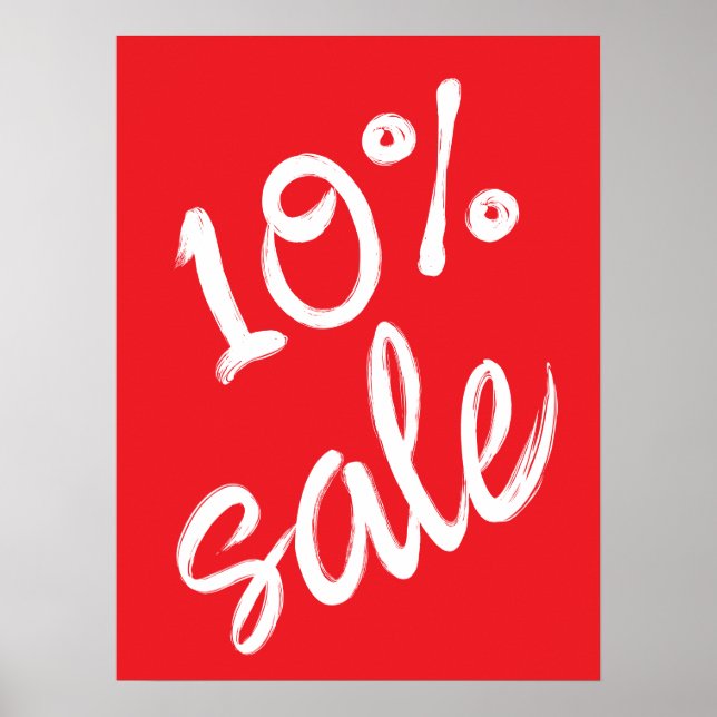 Poster Sinal de venda de 10%, 18x24 Red Sale (Frente)