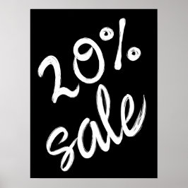 Poster Sinal de venda de 20%, 18x24 Black and White Sale