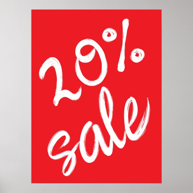 Poster Sinal de venda de 20%, 18x24 Red Sale (Frente)