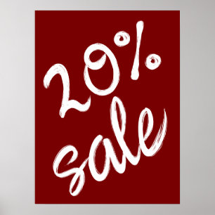 Poster Sinal de venda de 20%, 18x24 Venda castanha