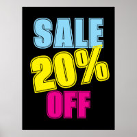 Sinal de venda de 20%, cartaz da loja de varejo, v