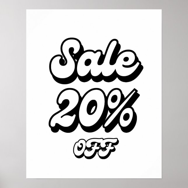Poster Sinal de Venda de 20%, Sinal de Desconto de 20%, V (Frente)
