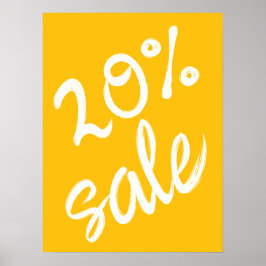 Poster Sinal de venda de 20%, venda amarela de 18x24