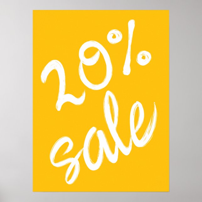 Poster Sinal de venda de 20%, venda amarela de 18x24 (Frente)