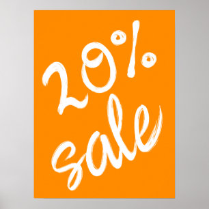 Poster Sinal de venda de 20%, venda de laranja de 18x24 S