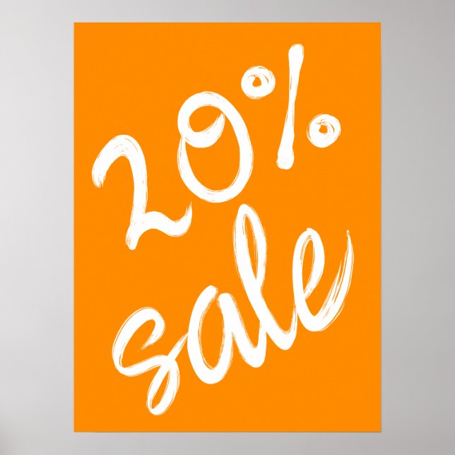 Poster Sinal de venda de 20%, venda de laranja de 18x24 S (Frente)