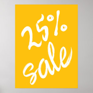 Poster Sinal de venda de 25%, venda amarela de 18x24
