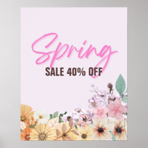 Poster Sinal de venda de 40%, promoção de venda de Primav