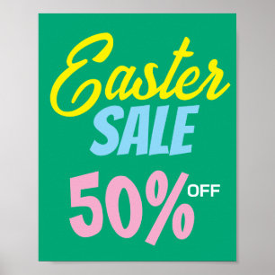 Poster Sinal de Venda de páscoa, Sinal de 50% de Desvenda