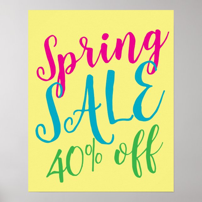 Poster Sinal de venda de primavera, Sinal de venda de 40% (Frente)