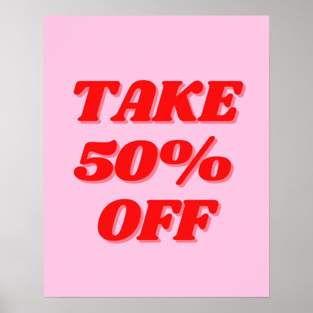 Poster Sinal de Venda Rosa, Sinal de 50% de Desvenda (Frente)