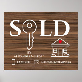 Poster Sinal de Vendedor de Madeira Imobiliária