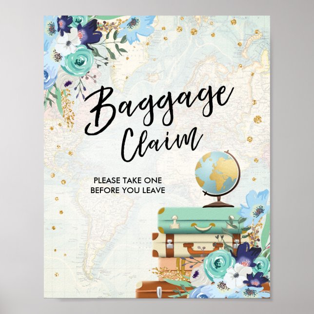 Poster Sinal de Viagem do chá da Solicitação de Bagagem M (Frente)