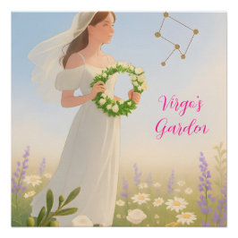 Póster Sinal de Virgem Elegante Arte Astrológica Brilhant