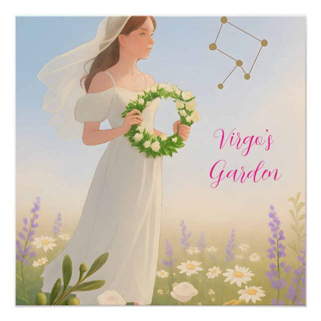 Póster Sinal de Virgem Elegante Arte Astrológica Brilhant (Frente)