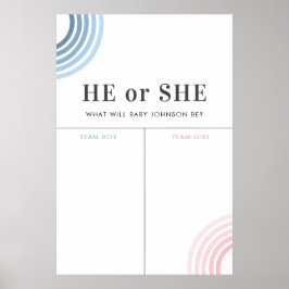 Poster Sinal de Voto do Arco-Íris Azul ou Rosa