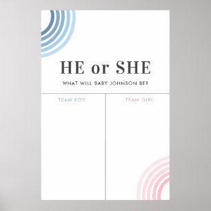 Poster Sinal de Voto do Arco-Íris Azul ou Rosa