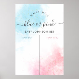 Poster Sinal de Voto do Gênero Blush Azul ou Rosa