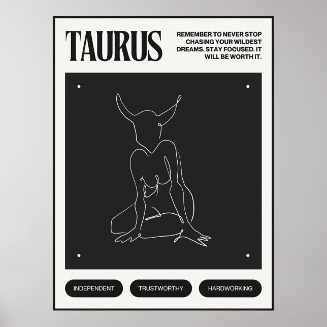 Poster Sinal de Zodiac Taurus (Frente)