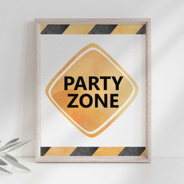 Poster Sinal de Zona de Festa de Caminhão de Construção (Criador carregado)