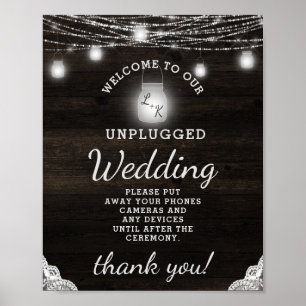 Poster Sinal desconectado da mesa do casamento de Oak