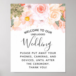 Poster Sinal desconectado floral da mesa do casamento do