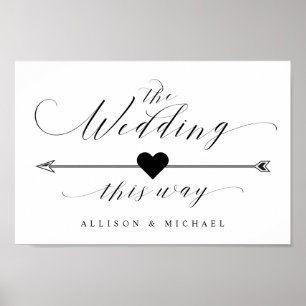 Poster Sinal Direcional de Script Elegante De Casamento D