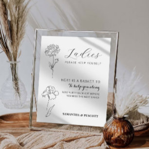 Poster Sinal do banheiro de casamento moderno