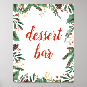 Poster Sinal do bar da sobremesa do Natal   da baga das