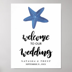 Poster Sinal do casamento do oceano da estrela do mar  