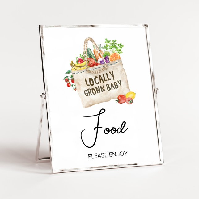 Poster Sinal do Chá de fraldas crescido localmente (Farmers Locally Grown Baby Shower Sign)