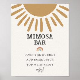 Poster sinal do chá de fraldas do boho sunshine mimosa ba