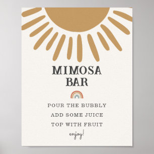 Poster sinal do chá de fraldas do boho sunshine mimosa ba
