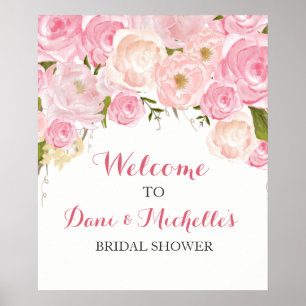 Poster SINAL do chá de panela de flor rosa