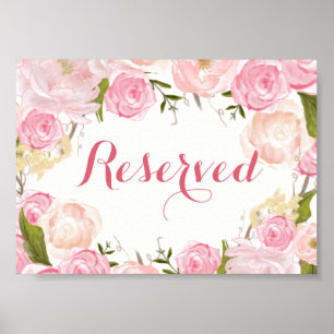 Póster SINAL do chá de panela de flor rosa