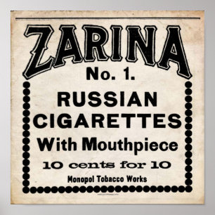 Póster Sinal do cigarro do russo de Zarina