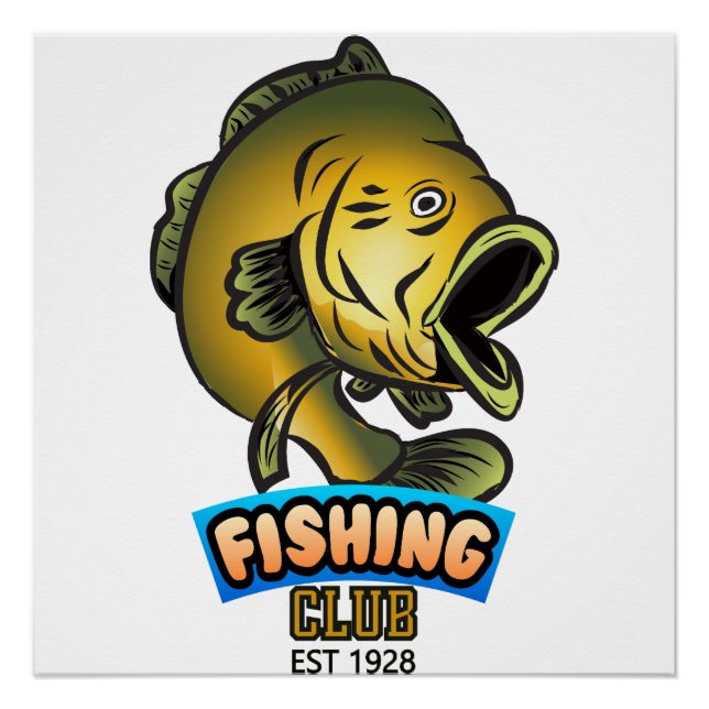Póster Sinal do Clube de Pesca e Crachás (Frente)