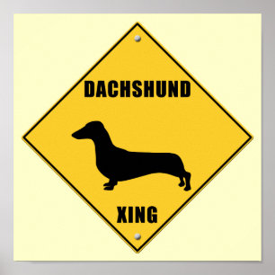Póster Sinal do cruzamento do Dachshund (XING)