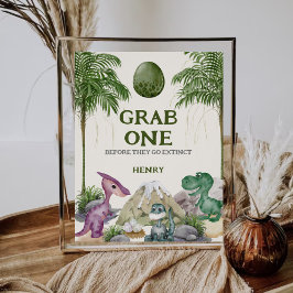 Póster Sinal do Favor da Festa de aniversário do Dinossau