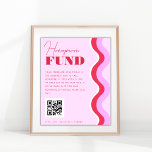 Poster Sinal do Fundo Retro Wave Pink e Red Honeymoon<br><div class="desc">Este poster legal faria um excelente adicional aos seus suprimentos de casamento! Adicione facilmente seus próprios detalhes clicando na opção "personalizar".</div>