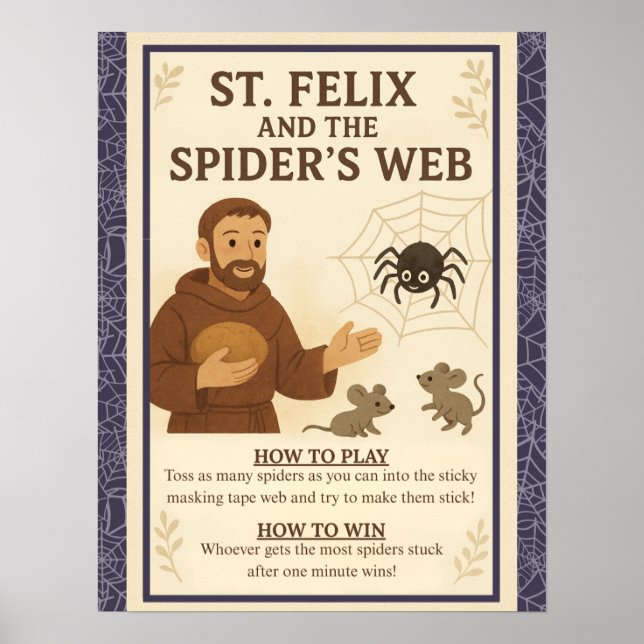 Poster Sinal do Jogo da Teia de Aranha do Santo Félix Cat (Frente)