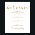 Poster Sinal do menu do Bar do Script de Assinatura Doura<br><div class="desc">Este elegante cartaz de bar minimalista de guião dourado é perfeito para todas as celebrações. Projetado por Thisnotme©</div>