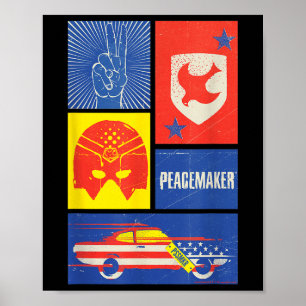 Poster Sinal do Pacificador, Escudo, Capacete e Carro 