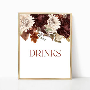 Poster Sinal do Partido das Bebidas Florais Dark Brown Bu