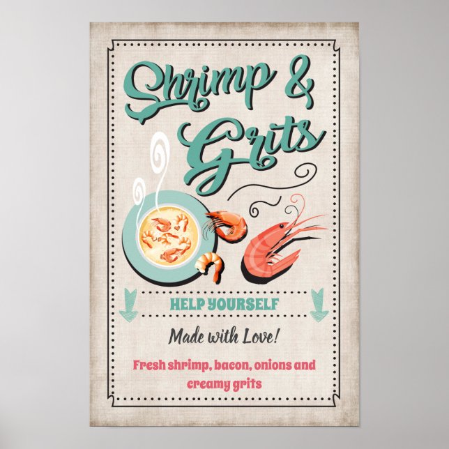 Poster Sinal do Partido Shrimp e Grits (Frente)