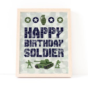 Poster Sinal do Partido Soldado Feliz Aniversário do Exér