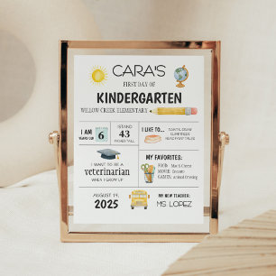 Poster Sinal do Primeiro Dia da Escola no Jardim Infantil