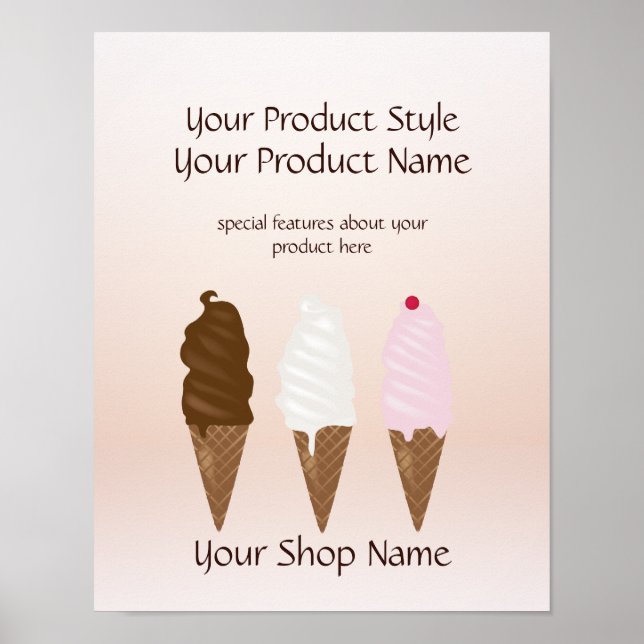 Poster Sinal do produto Cones do Sorvete do Compro do sor (Frente)